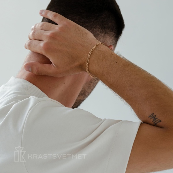 Браслет из красного золота, плетение «Гарибальди»